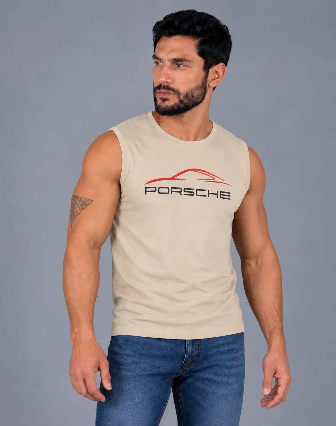 Men’s Sleeveless Porsche Print T-Shirt