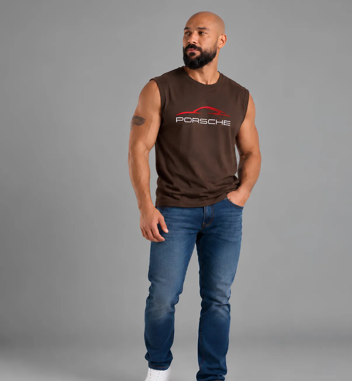 Men’s Sleeveless Porsche Print T-Shirt