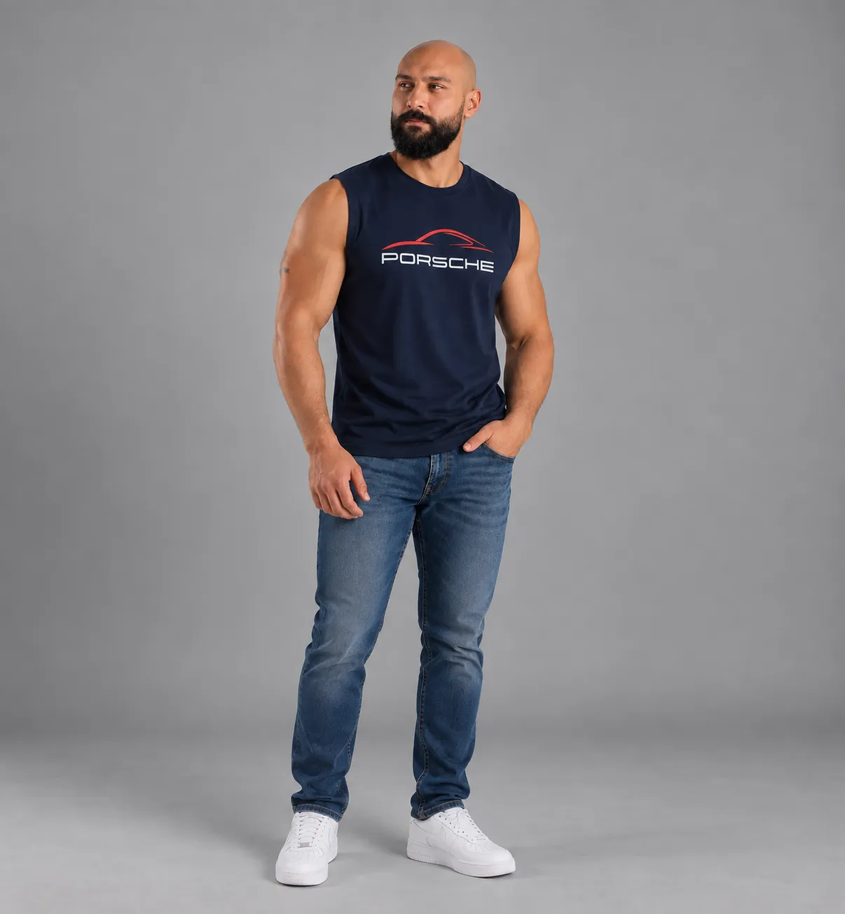Men’s Sleeveless Porsche Print T-Shirt