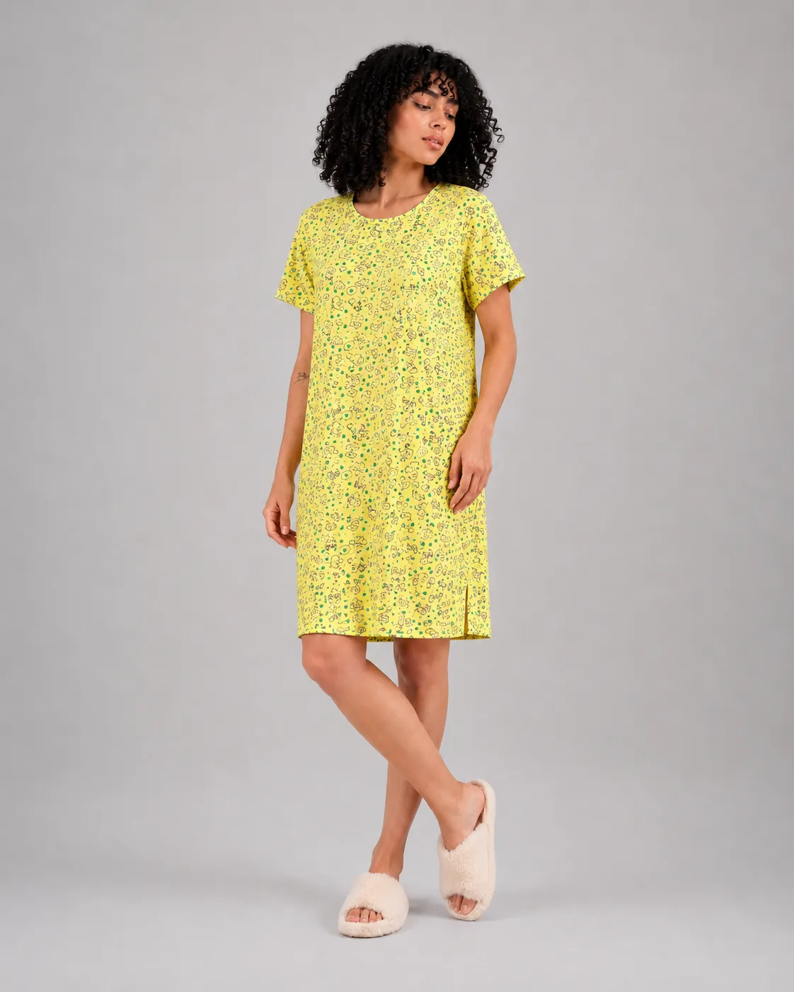 Short Printed House Dress