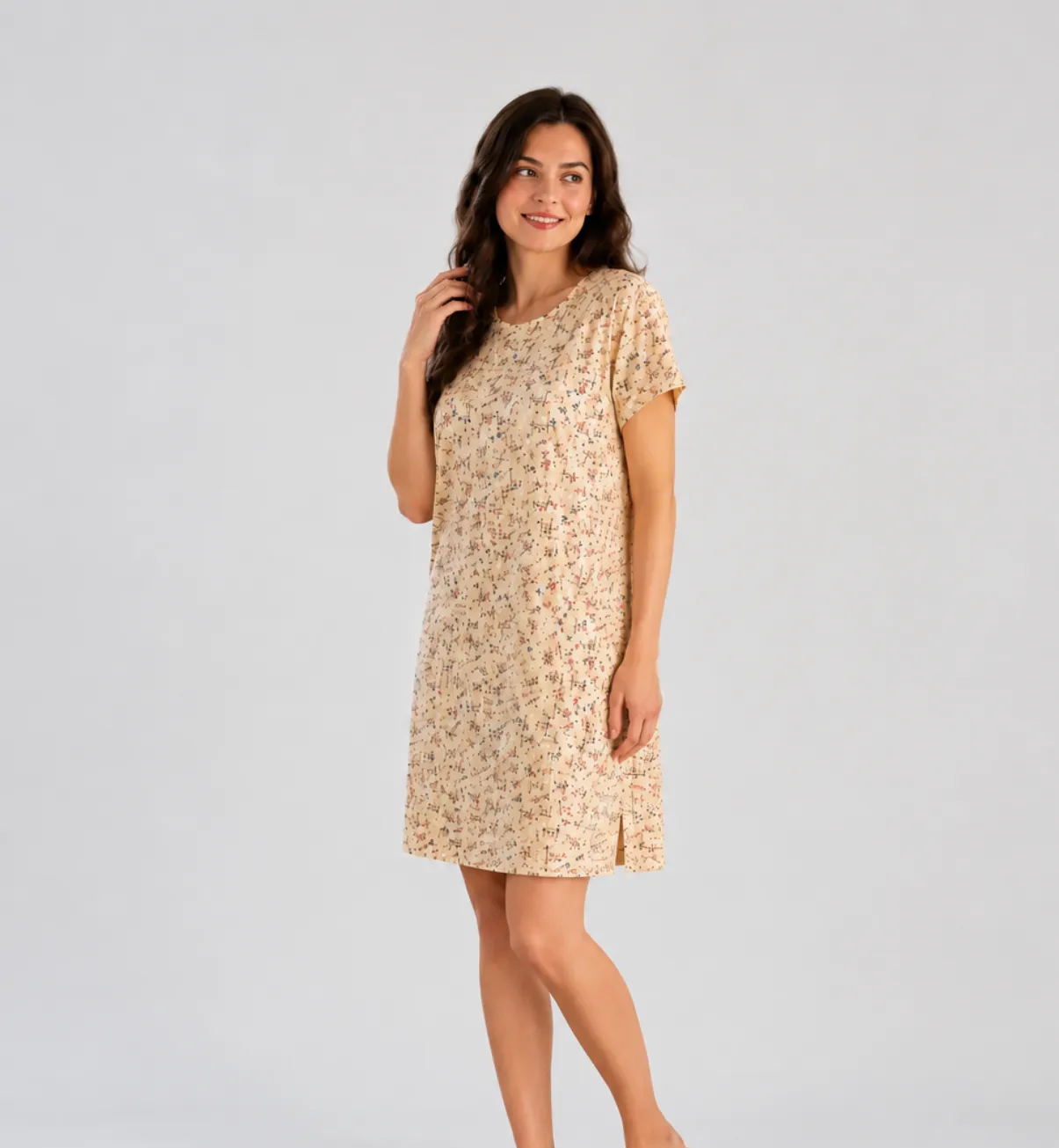 Short Printed House Dress
