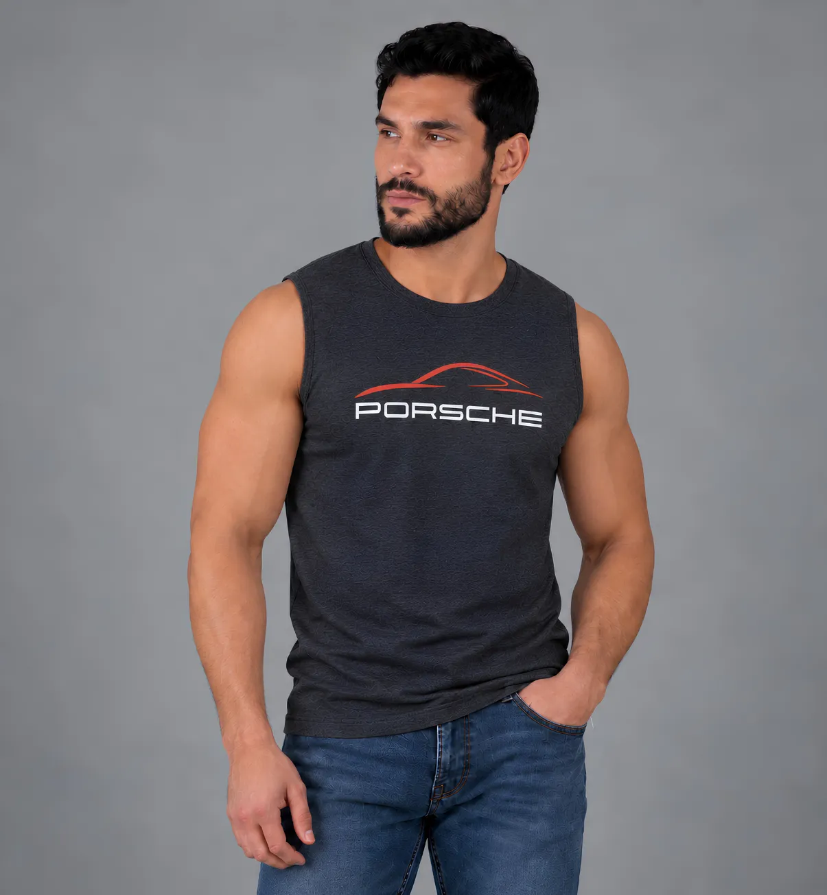 Men’s Sleeveless Porsche Print T-Shirt